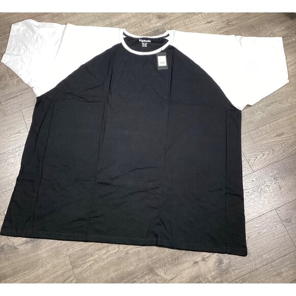 Bigdude Black & White Raglan T-Shirt Plus Size 7XL Crew Neck Strachey Relax Fit - Picture 2 of 6